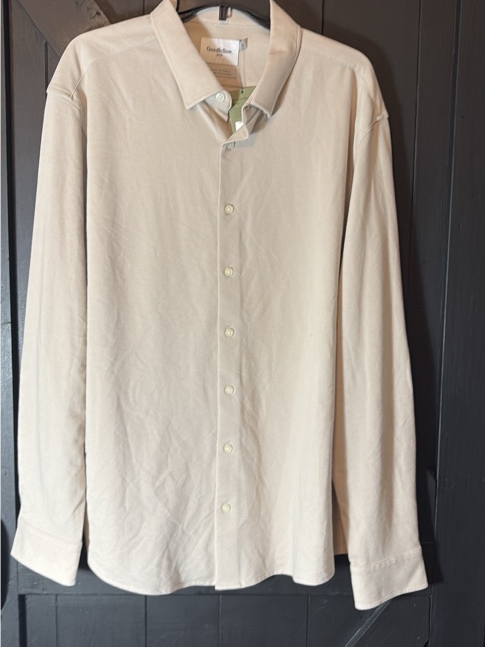 Goodfellow & Co Cream Long-Sleeve Casual Button-Down Shirt